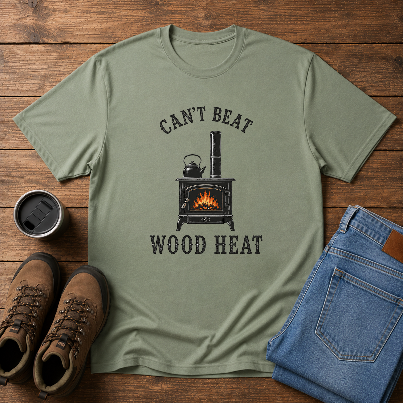 Can’t Beat Wood Heat | Homestead Wood Stove T-Shirt | Simple Living Tee