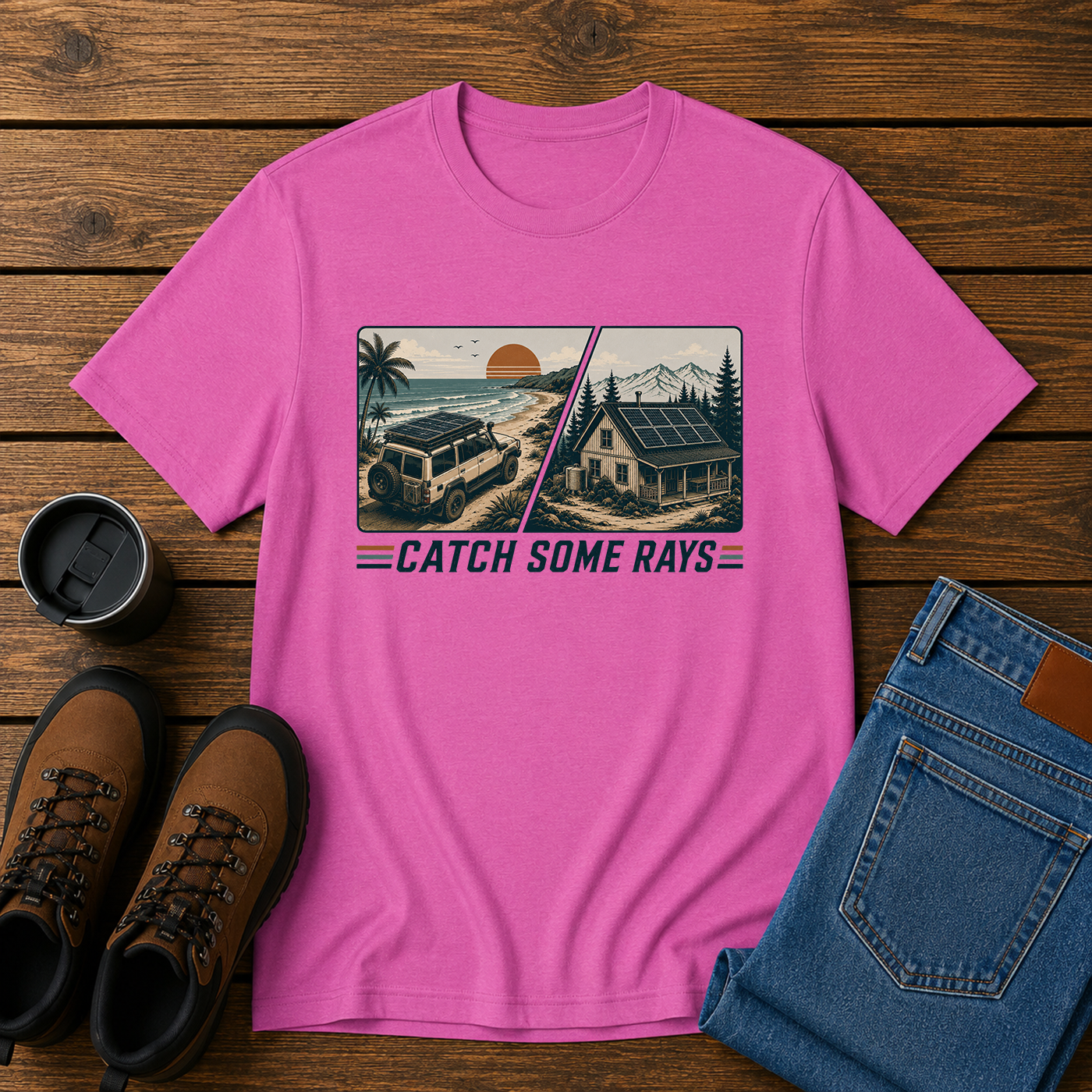 Catch Some Rays | Off-Grid Solar Homestead T-Shirt | Retro Overland Tee