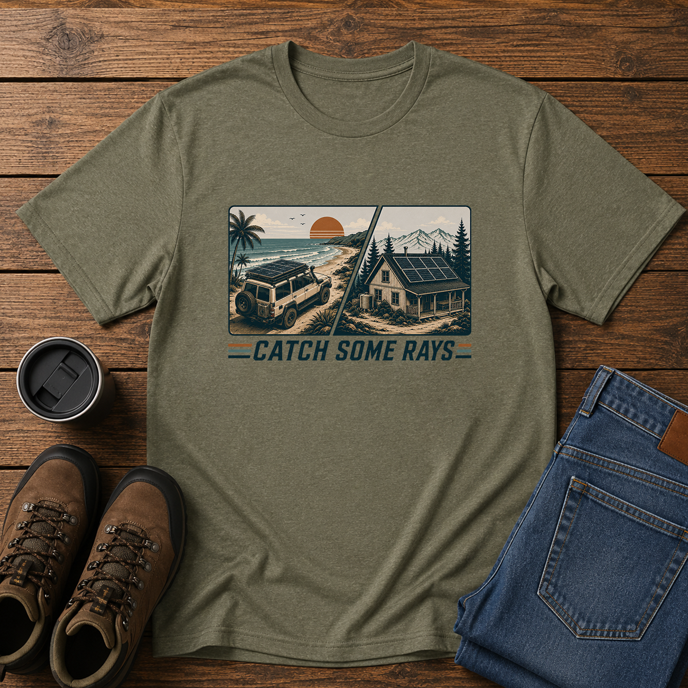 Catch Some Rays | Off-Grid Solar Homestead T-Shirt | Retro Overland Tee