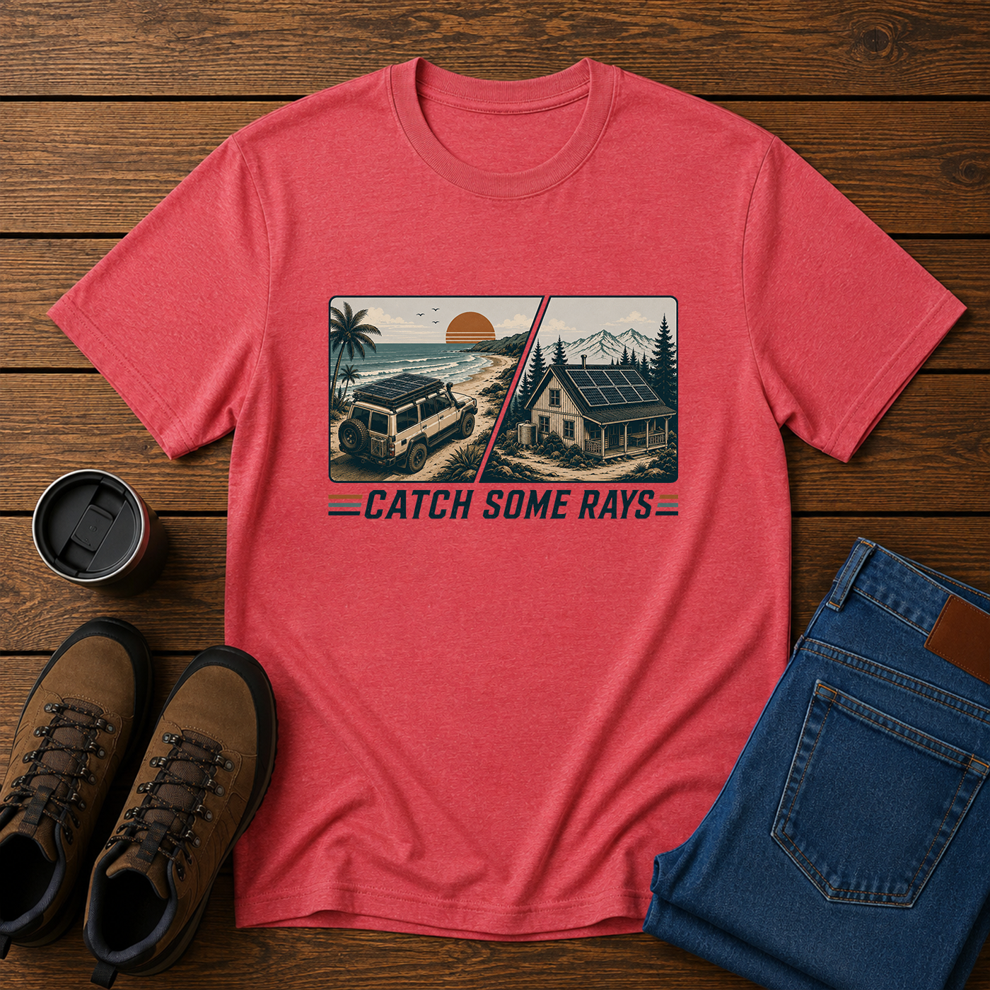 Catch Some Rays | Off-Grid Solar Homestead T-Shirt | Retro Overland Tee