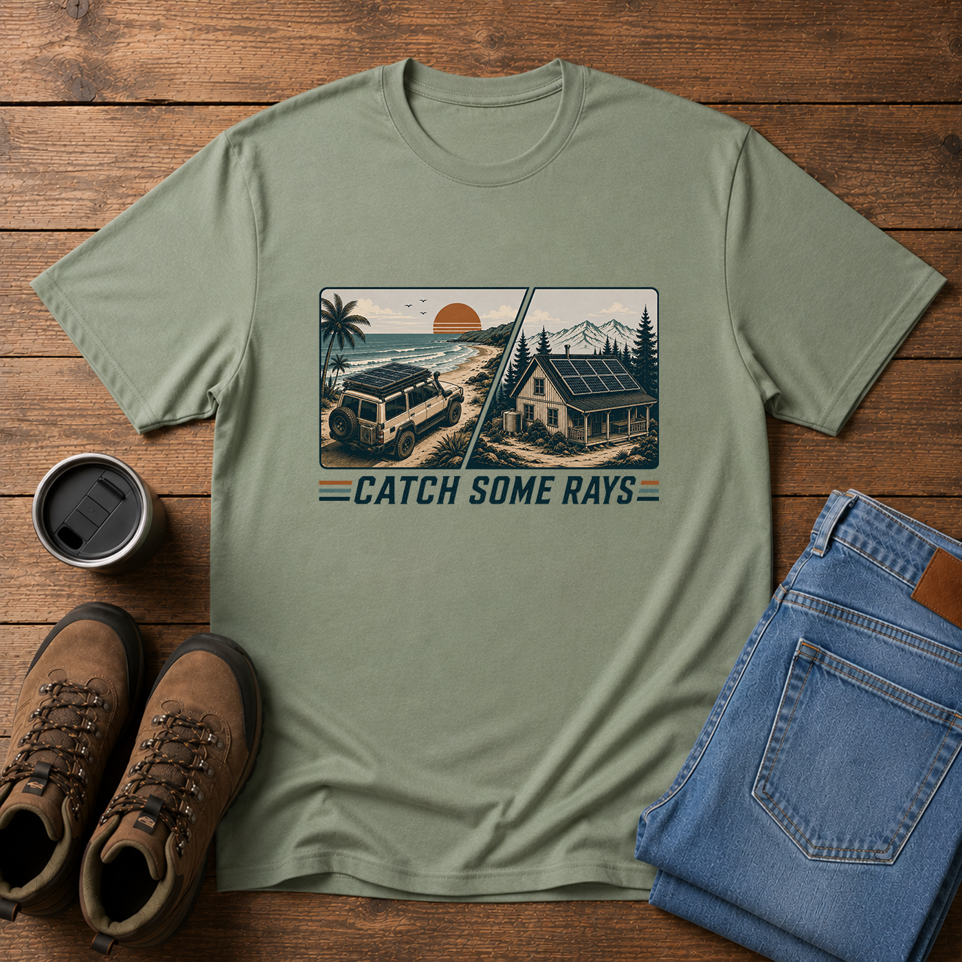 Catch Some Rays | Off-Grid Solar Homestead T-Shirt | Retro Overland Tee