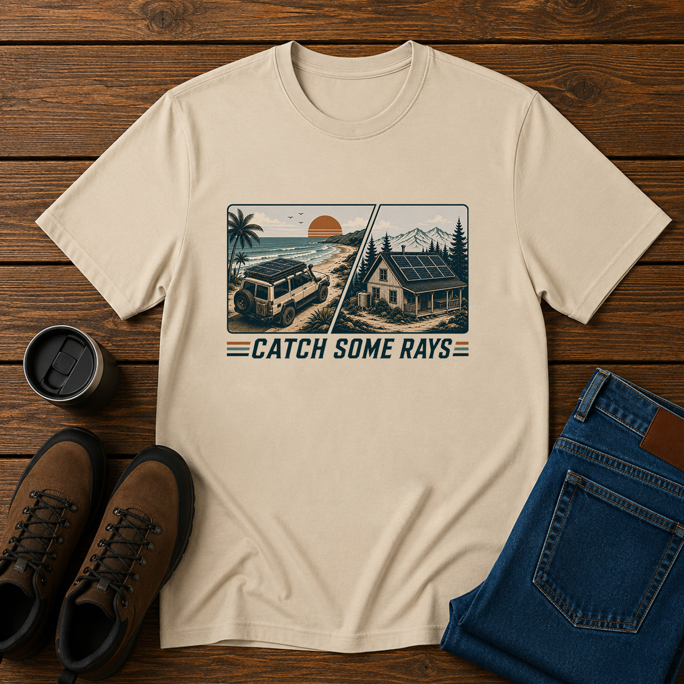 Catch Some Rays | Off-Grid Solar Homestead T-Shirt | Retro Overland Tee
