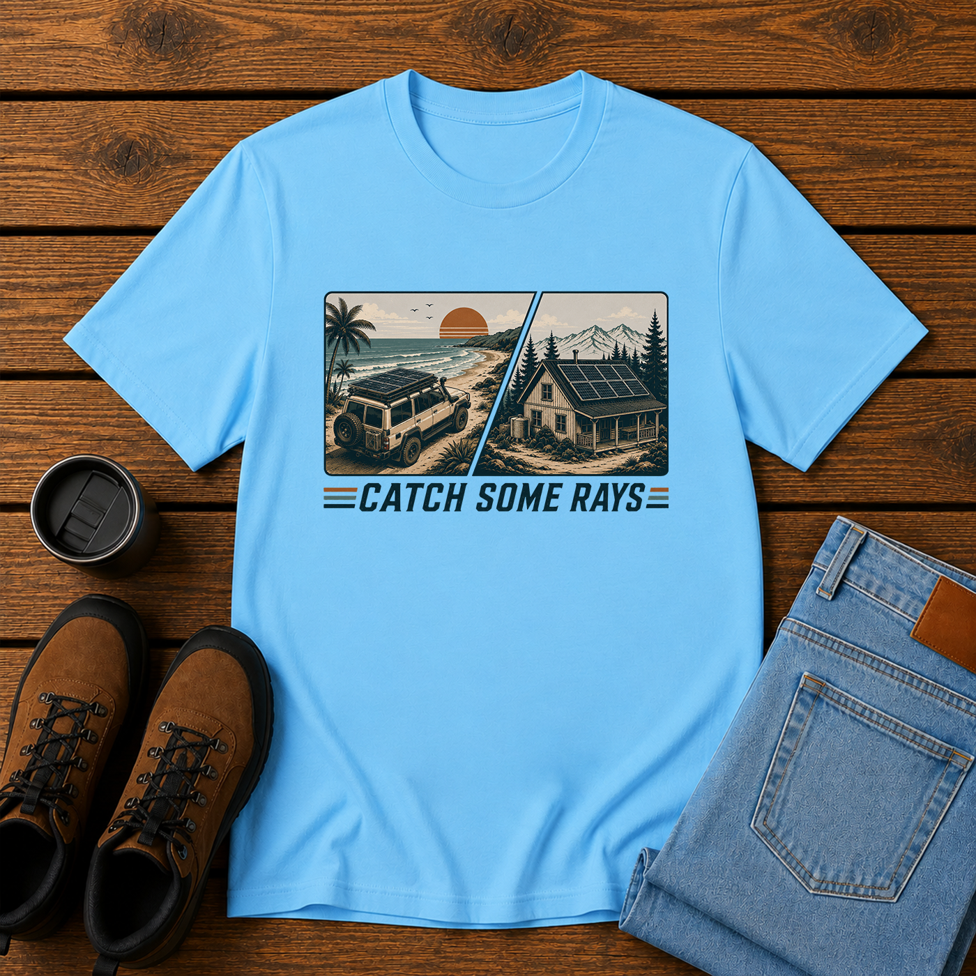Catch Some Rays | Off-Grid Solar Homestead T-Shirt | Retro Overland Tee