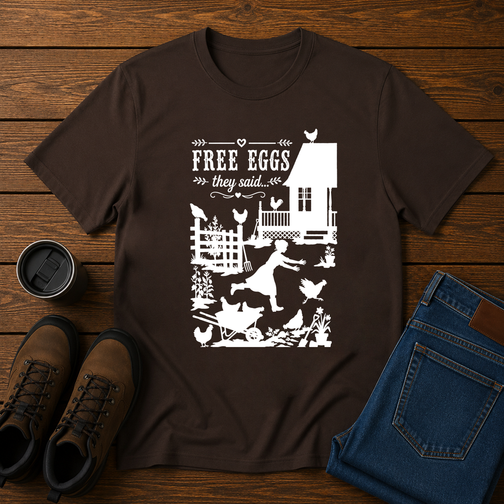Free Eggs They Said | Funny Homestead Chicken T-Shirt | Backyard Flock Tee