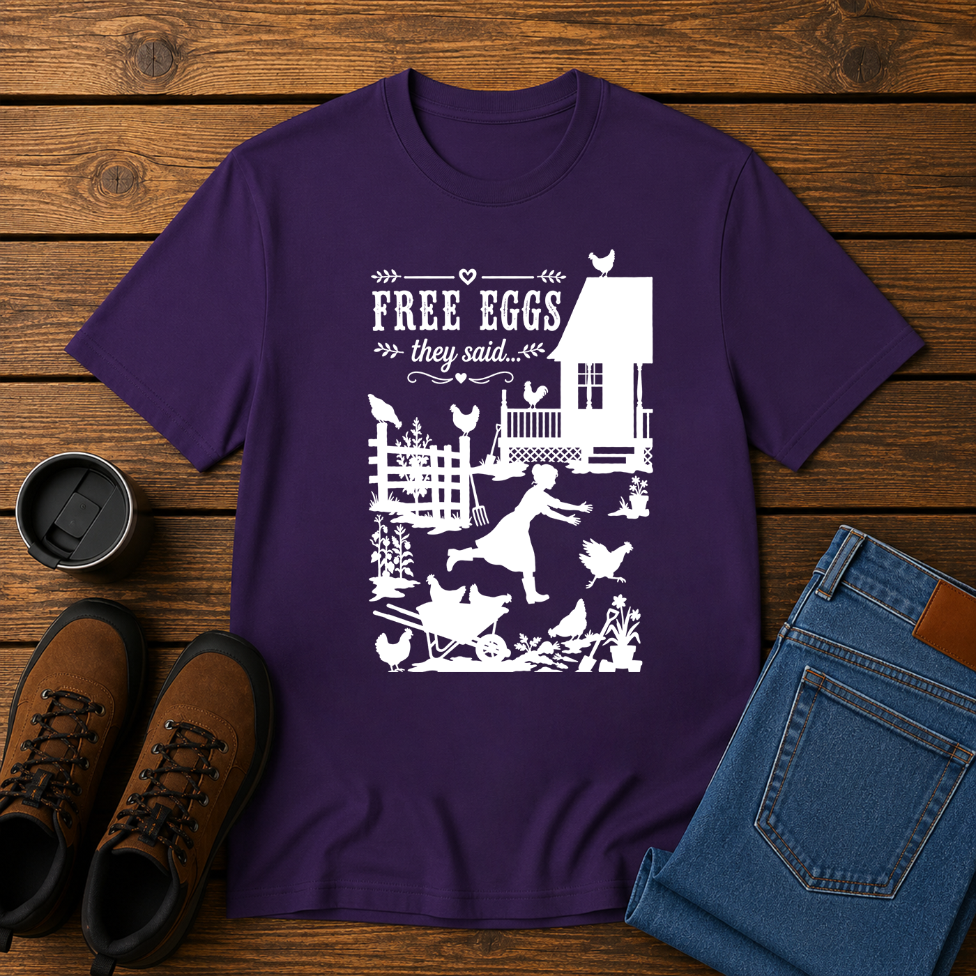Free Eggs They Said | Funny Homestead Chicken T-Shirt | Backyard Flock Tee