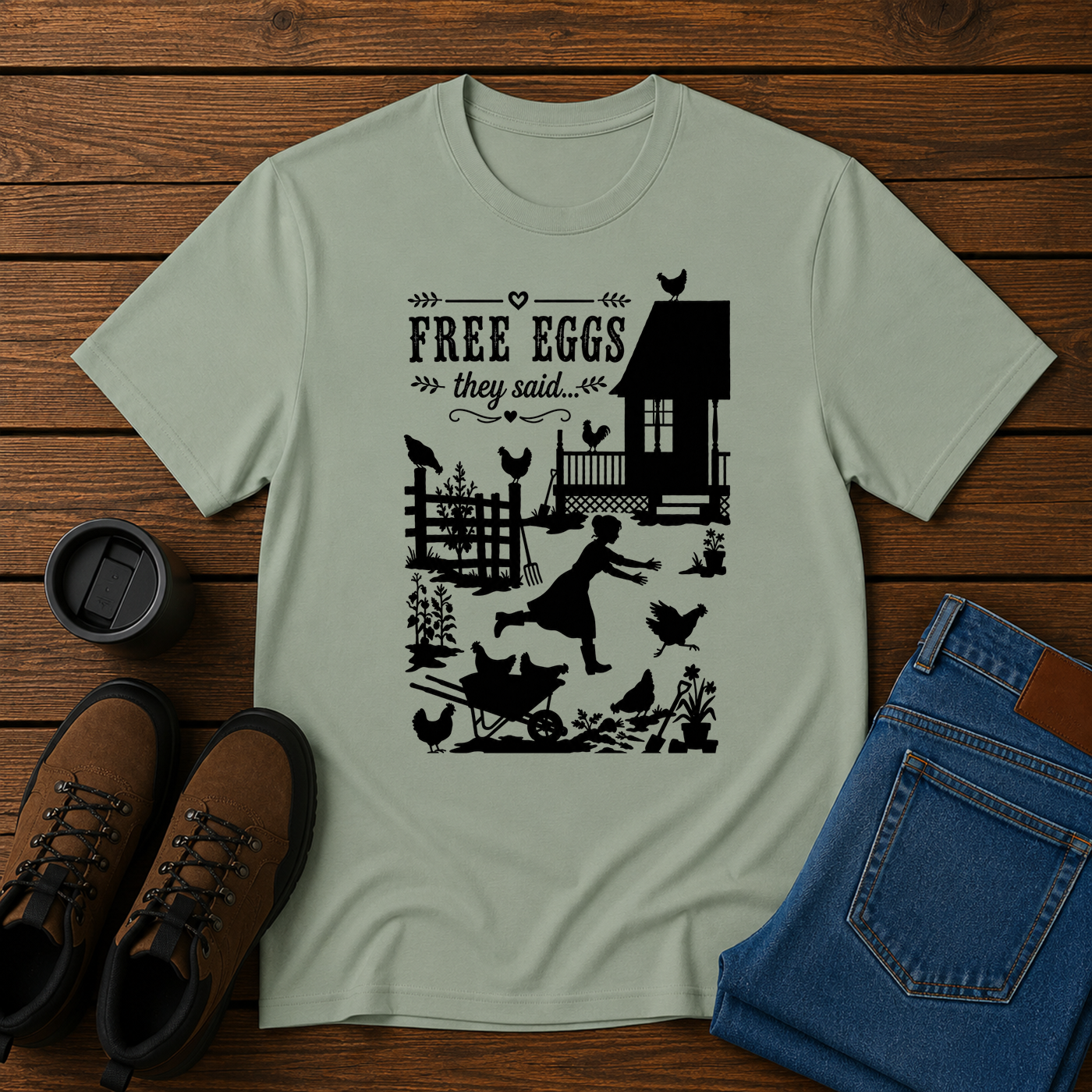 Free Eggs They Said | Funny Homestead Chicken T-Shirt | Backyard Flock Tee