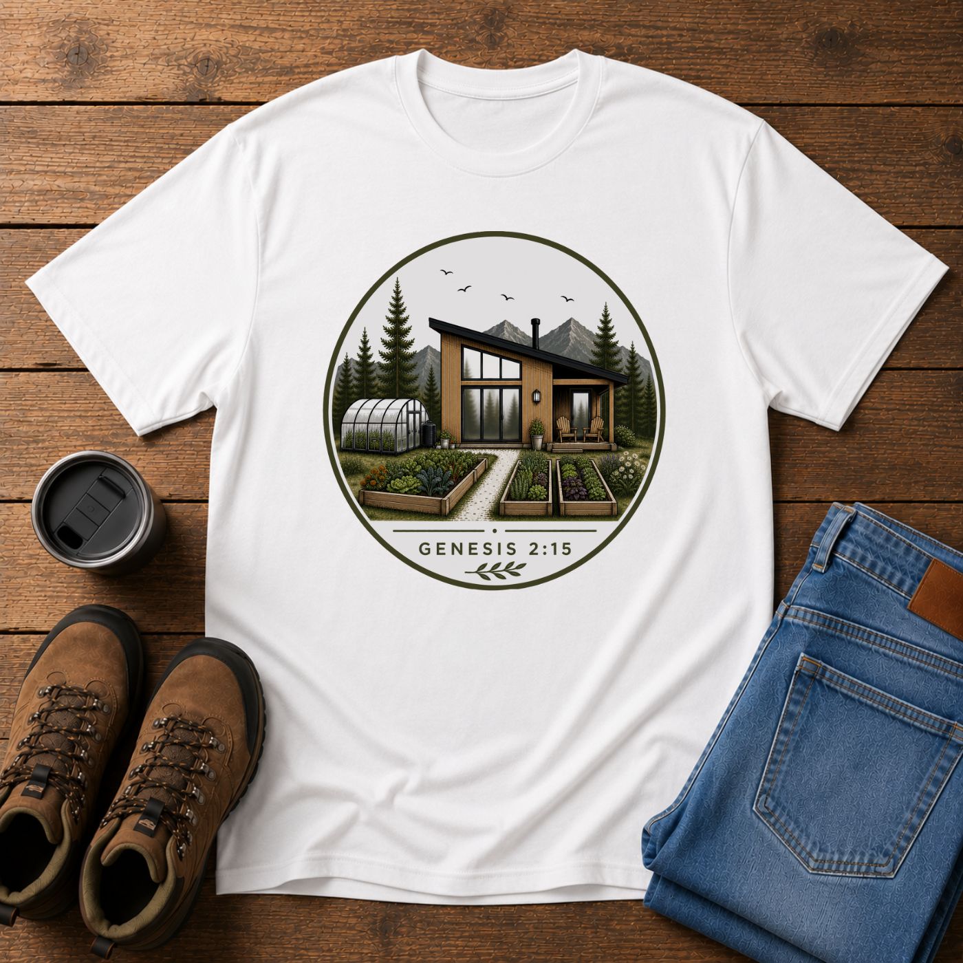 Genesis 2:15 Homestead Badge | Steward the Land Christian T-Shirt | Simple Living Faith Tee