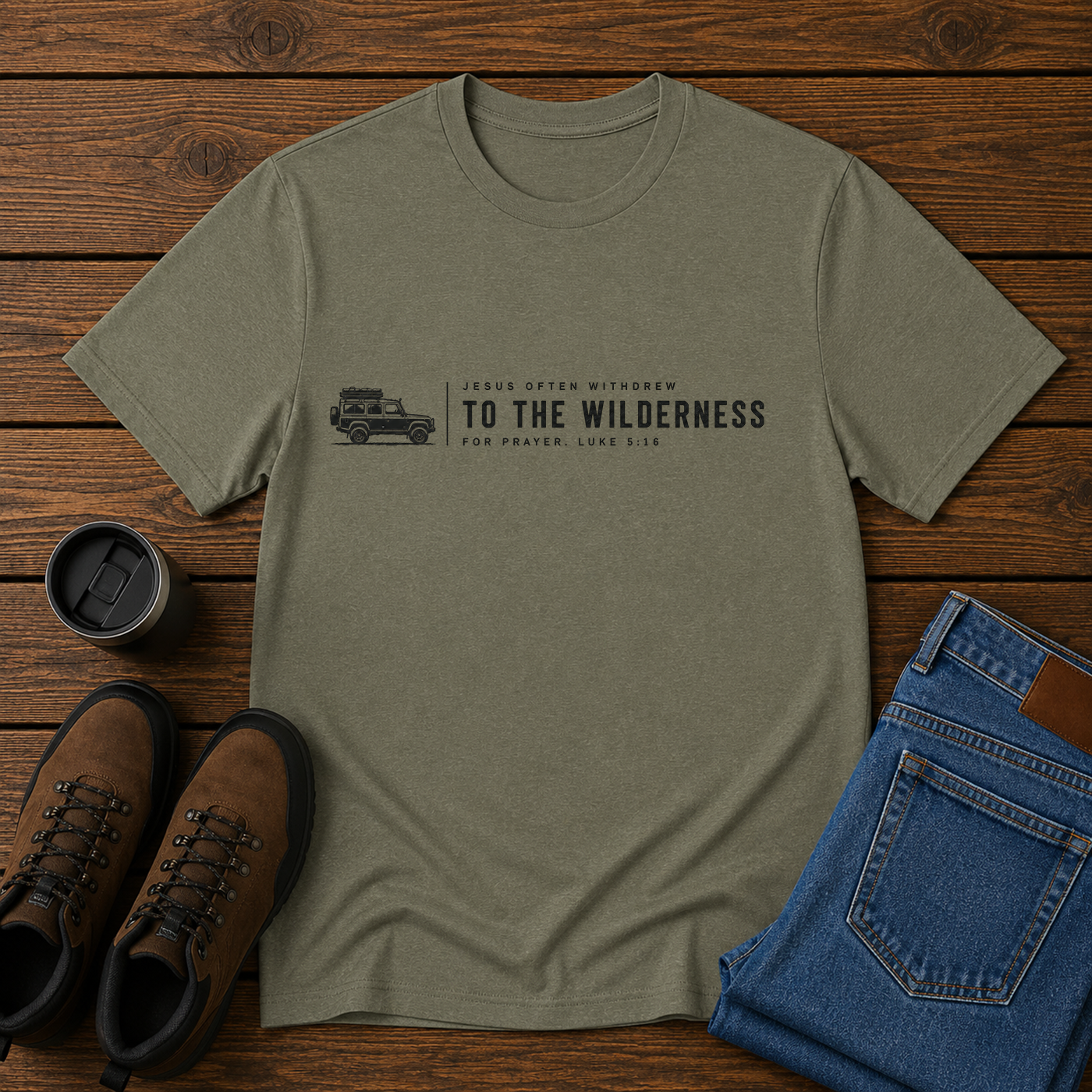 Jesus Often Withdrew to the Wilderness | Overlanding Christian T-Shirt | Solitude and Sabbath Tee