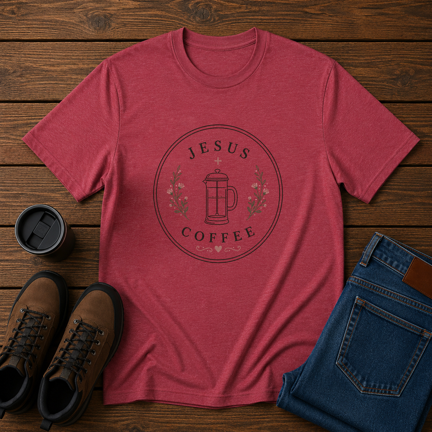 Jesus + Coffee | Feminine Christian T-Shirt | Simple Faith and Latte Tee