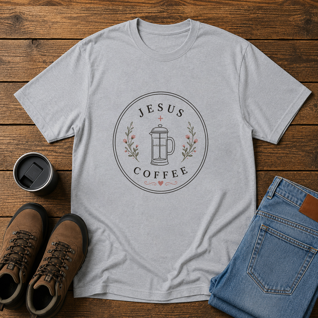 Jesus + Coffee | Feminine Christian T-Shirt | Simple Faith and Latte Tee