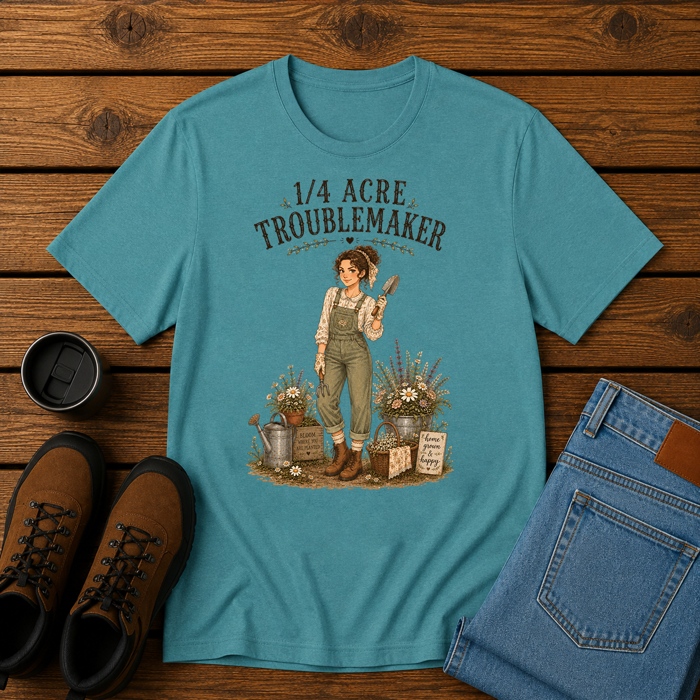 1/4 Acre Troublemaker | Women’s Homestead Gardening T-Shirt | Cottagecore Farm Tee