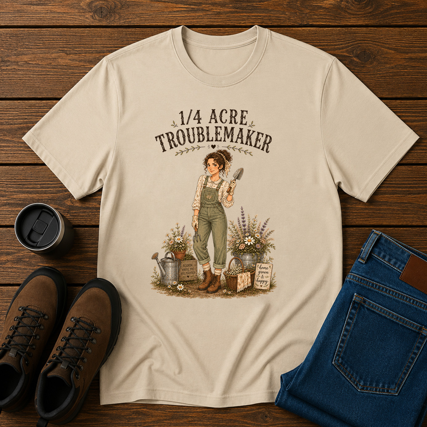 1/4 Acre Troublemaker | Women’s Homestead Gardening T-Shirt | Cottagecore Farm Tee