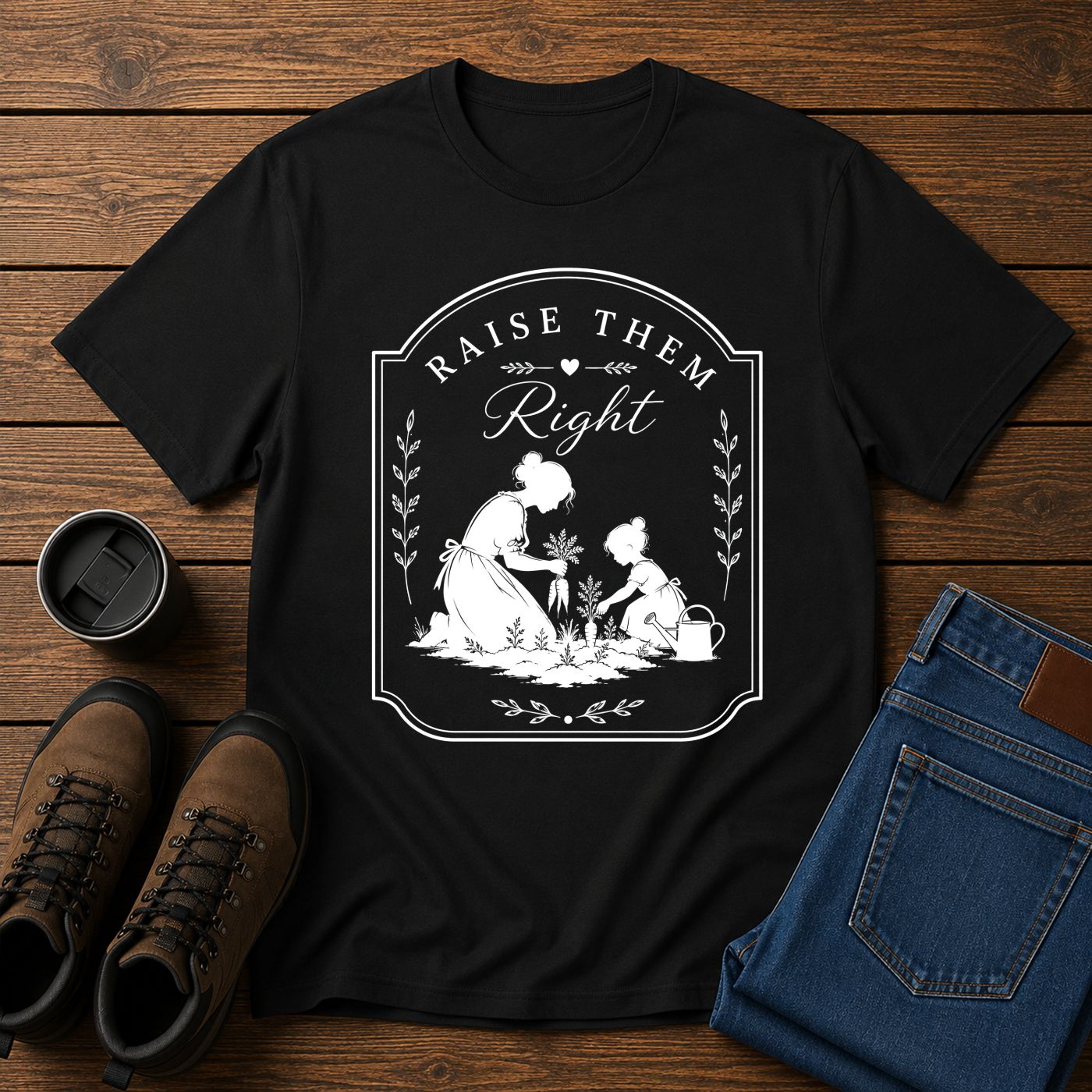 Raise Them Right | Christian Motherhood Gardening T-Shirt | Homestead Kids Tee
