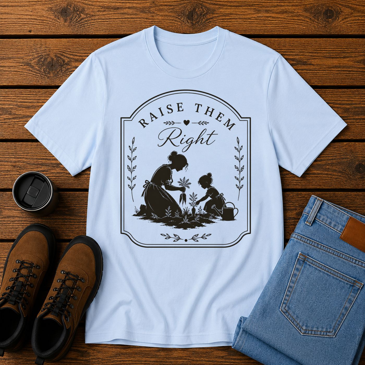Raise Them Right | Christian Motherhood Gardening T-Shirt | Homestead Kids Tee