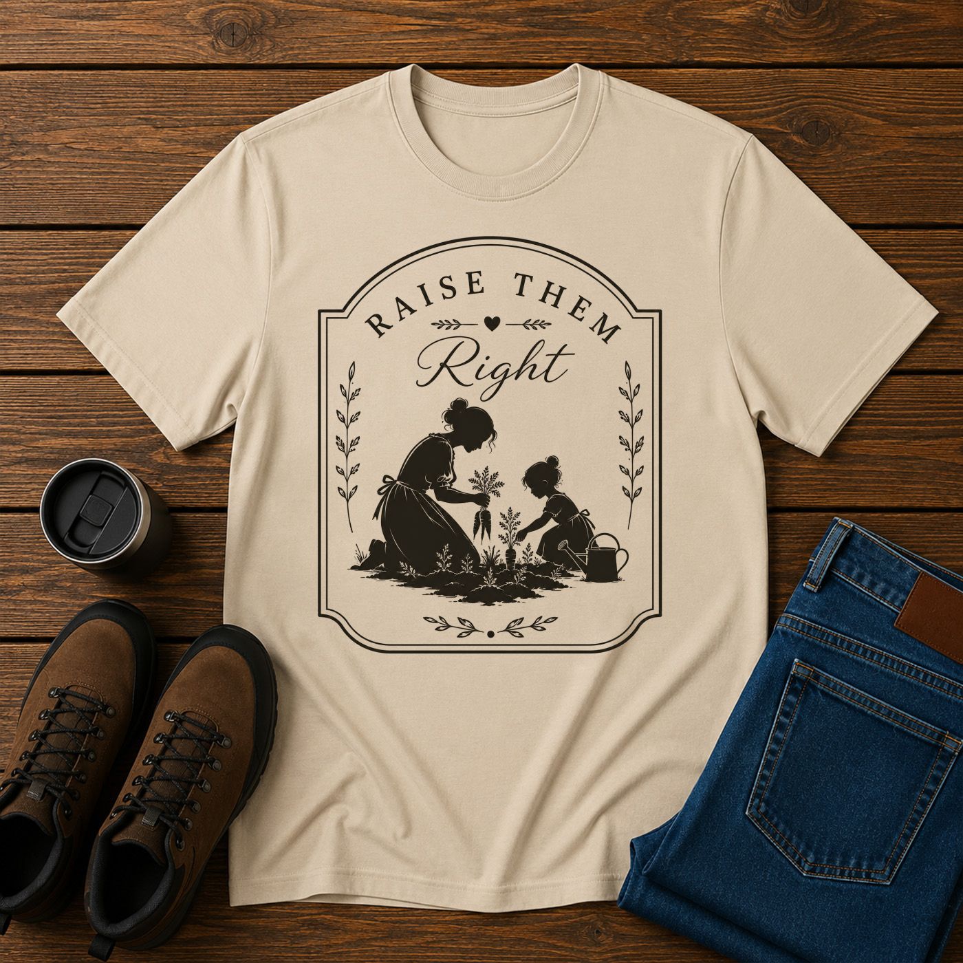 Raise Them Right | Christian Motherhood Gardening T-Shirt | Homestead Kids Tee