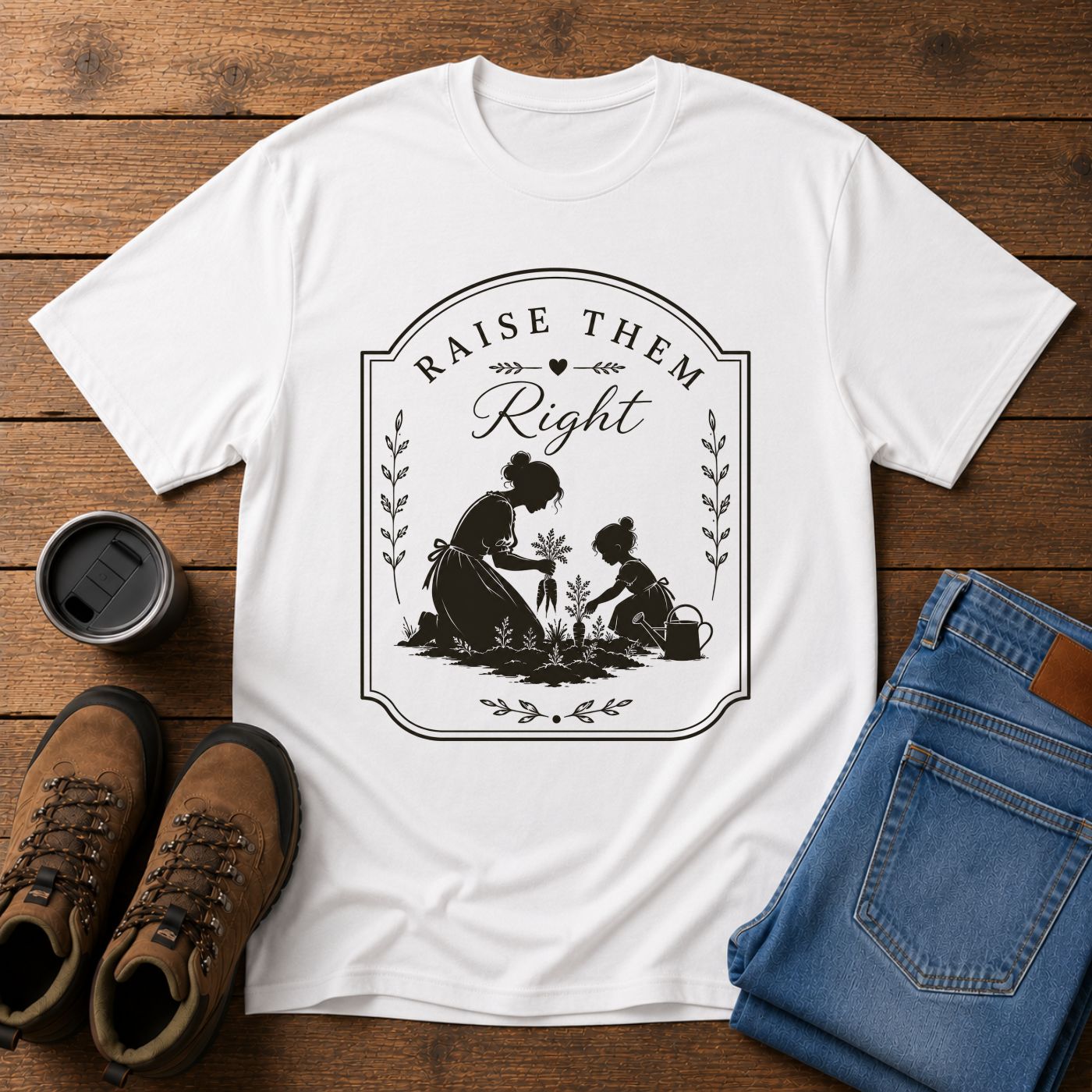 Raise Them Right | Christian Motherhood Gardening T-Shirt | Homestead Kids Tee