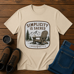 Simplicity Is Sacred | Adirondack Chair Christian T-Shirt | Slow Living Homestead Tee