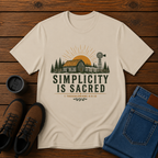 Simplicity Is Sacred | Barn and Field Homestead T-Shirt | Christian Simple Living Tee