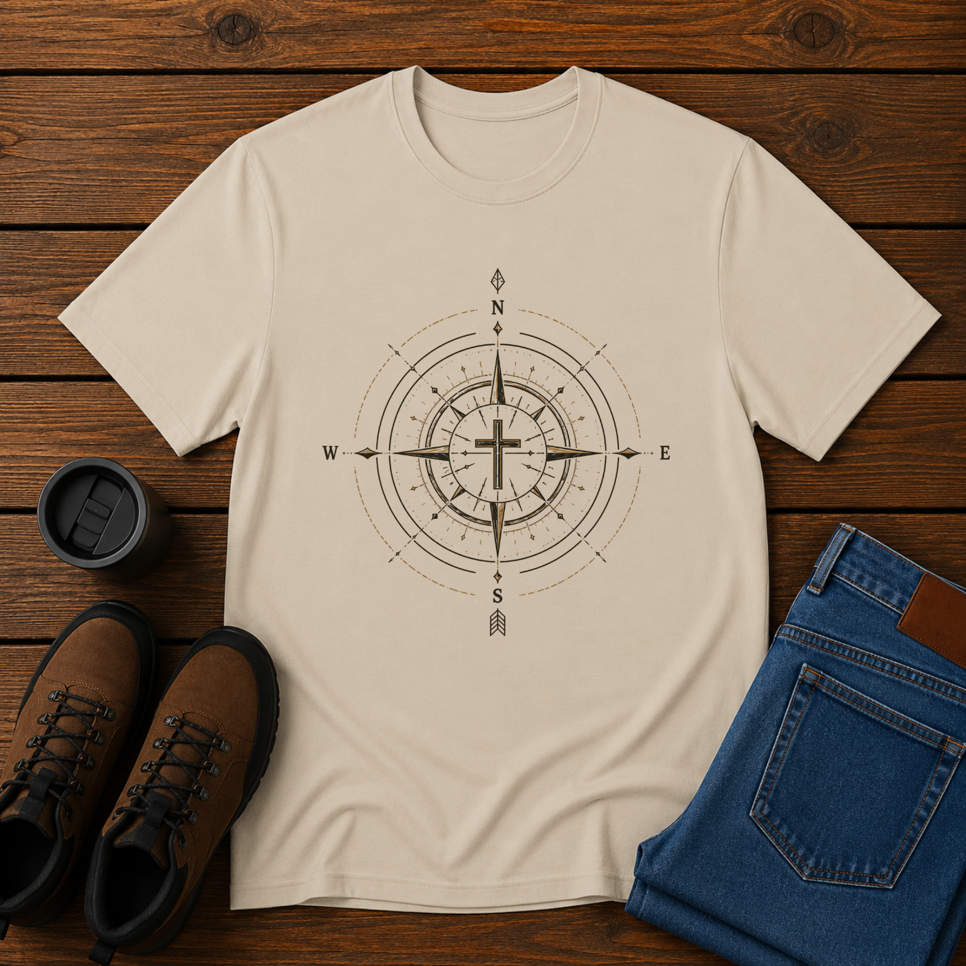Christ My Compass | Christian Compass Rose T-Shirt | Faith Direction Tee
