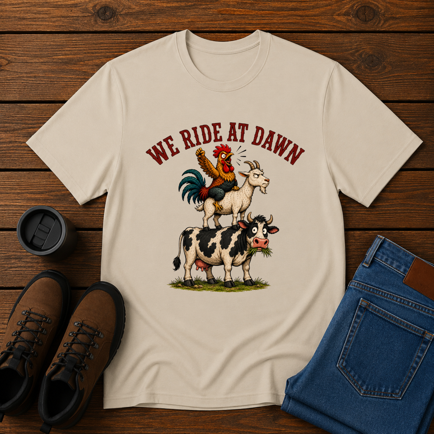 We Ride at Dawn | Funny Farm Animal T-Shirt | Morning Chores Tee