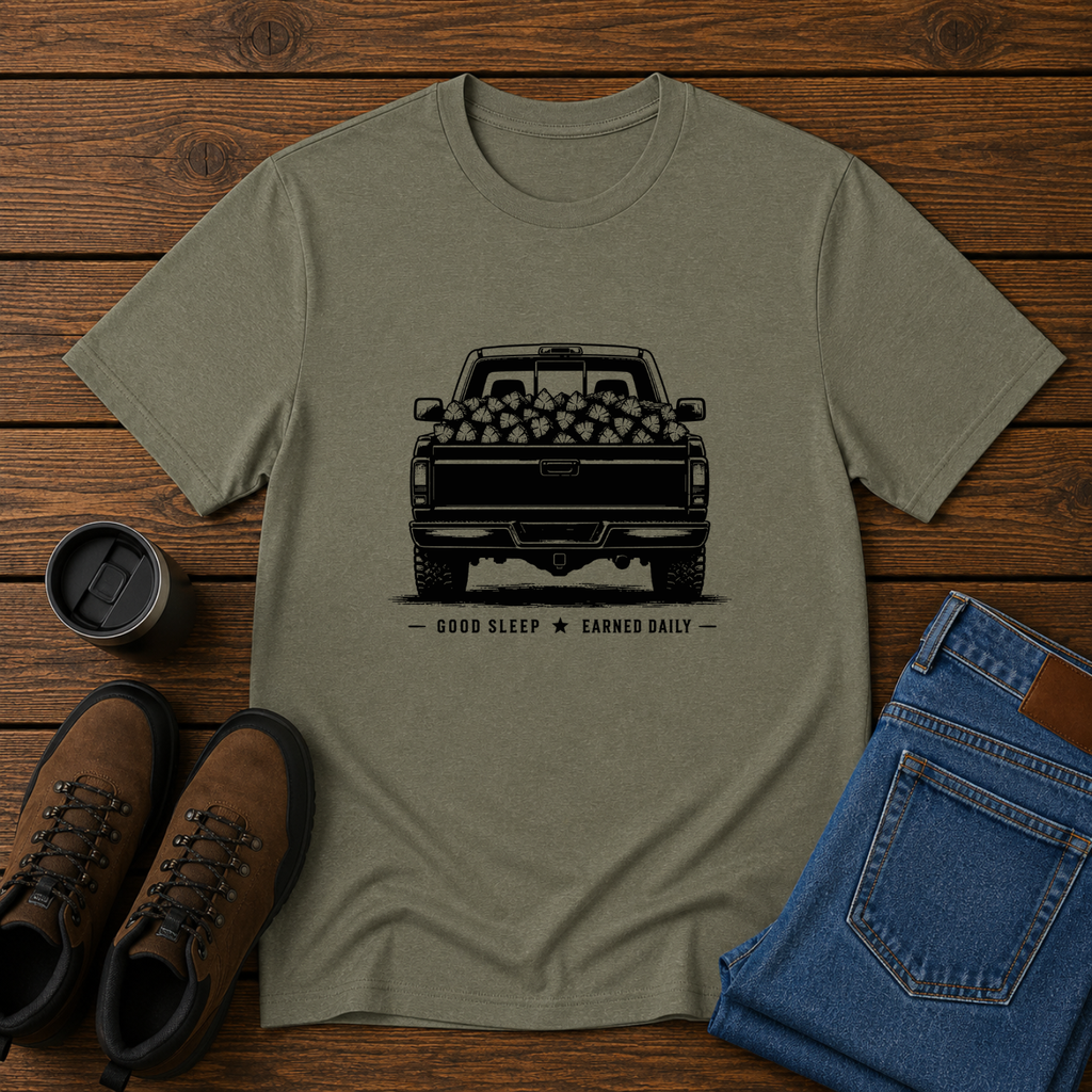 Good Sleep Earned Daily | Firewood Truck T-Shirt | Hard Work Country Tee