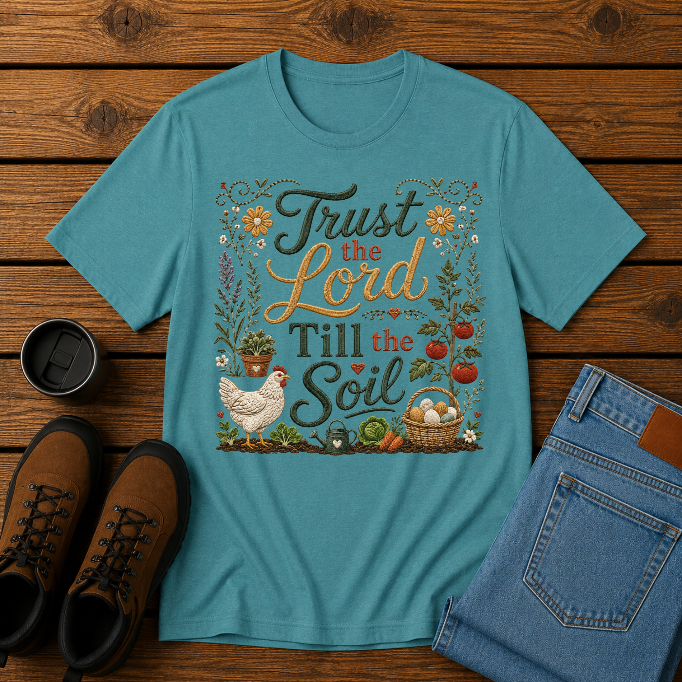 Trust the Lord Till the Soil | Christian Gardening T-Shirt | Faith & Garden Tee