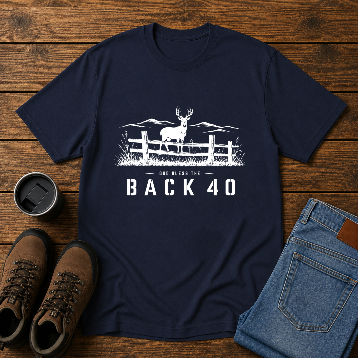 God Bless the Back 40 | Hunting T-Shirt | Whitetail Deer Outdoor Tee