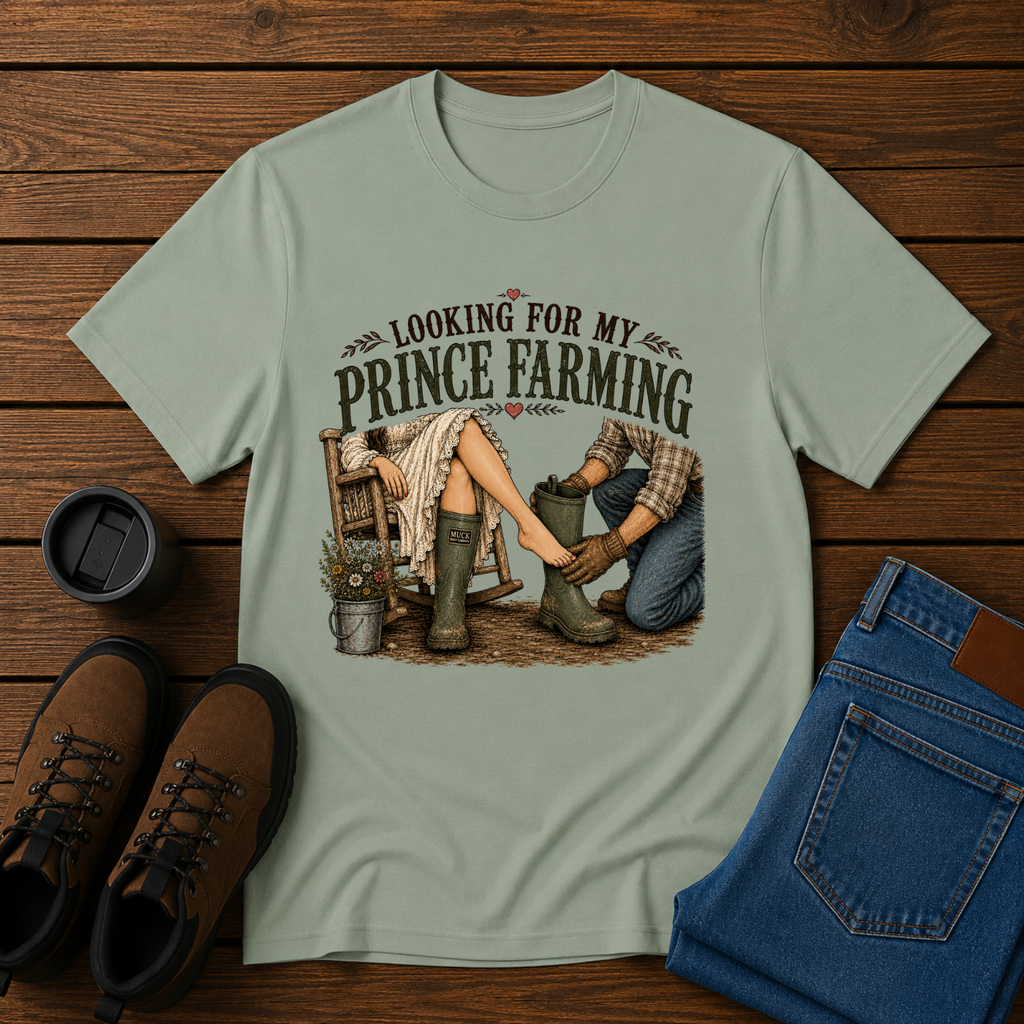Looking for My Prince Farming | Funny Farm Girl T-Shirt | Country Romance Tee