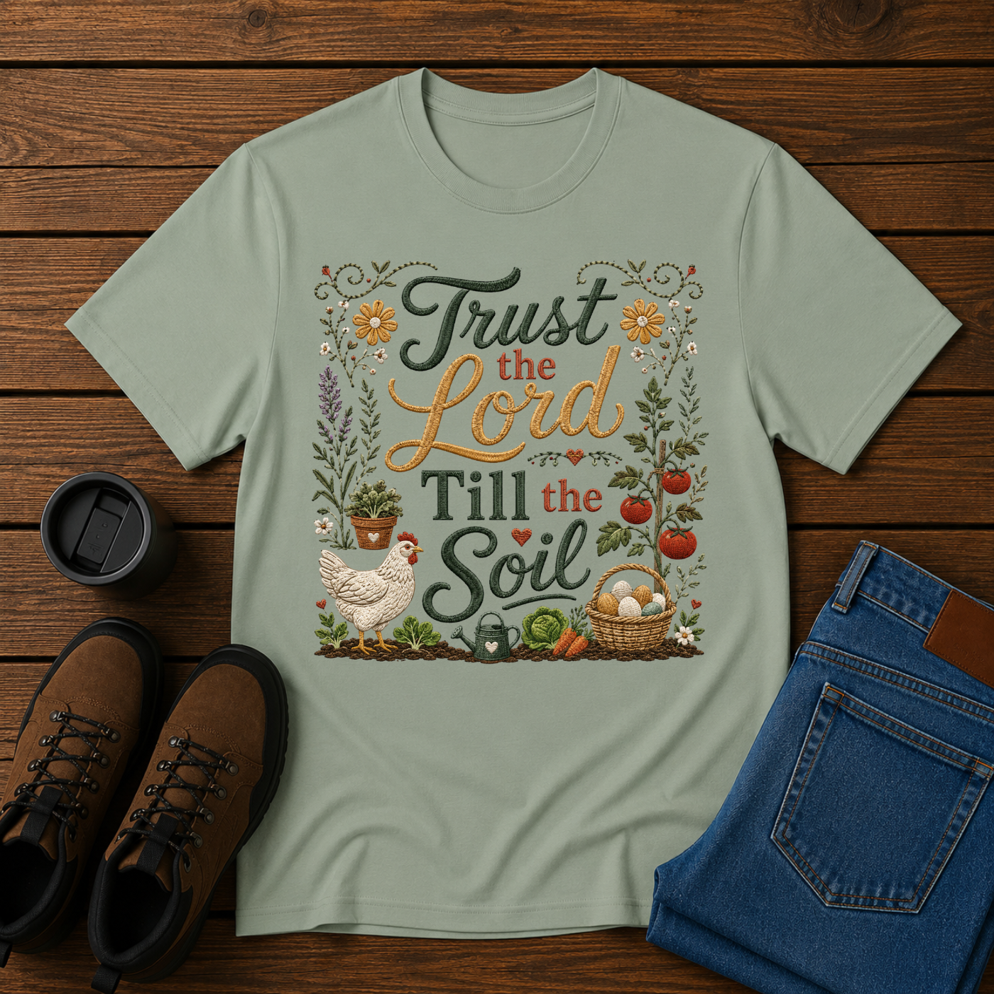 Trust the Lord Till the Soil | Christian Gardening T-Shirt | Faith & Garden Tee