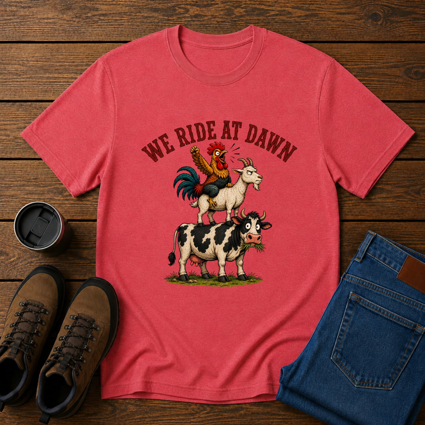 We Ride at Dawn | Funny Farm Animal T-Shirt | Morning Chores Tee