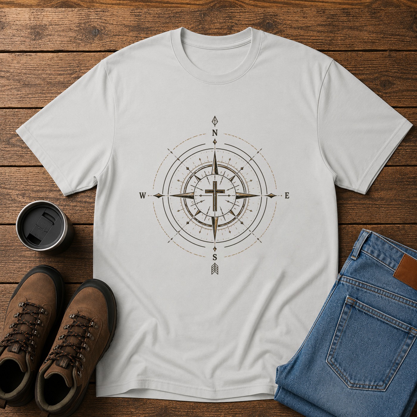 Christ My Compass | Christian Compass Rose T-Shirt | Faith Direction Tee