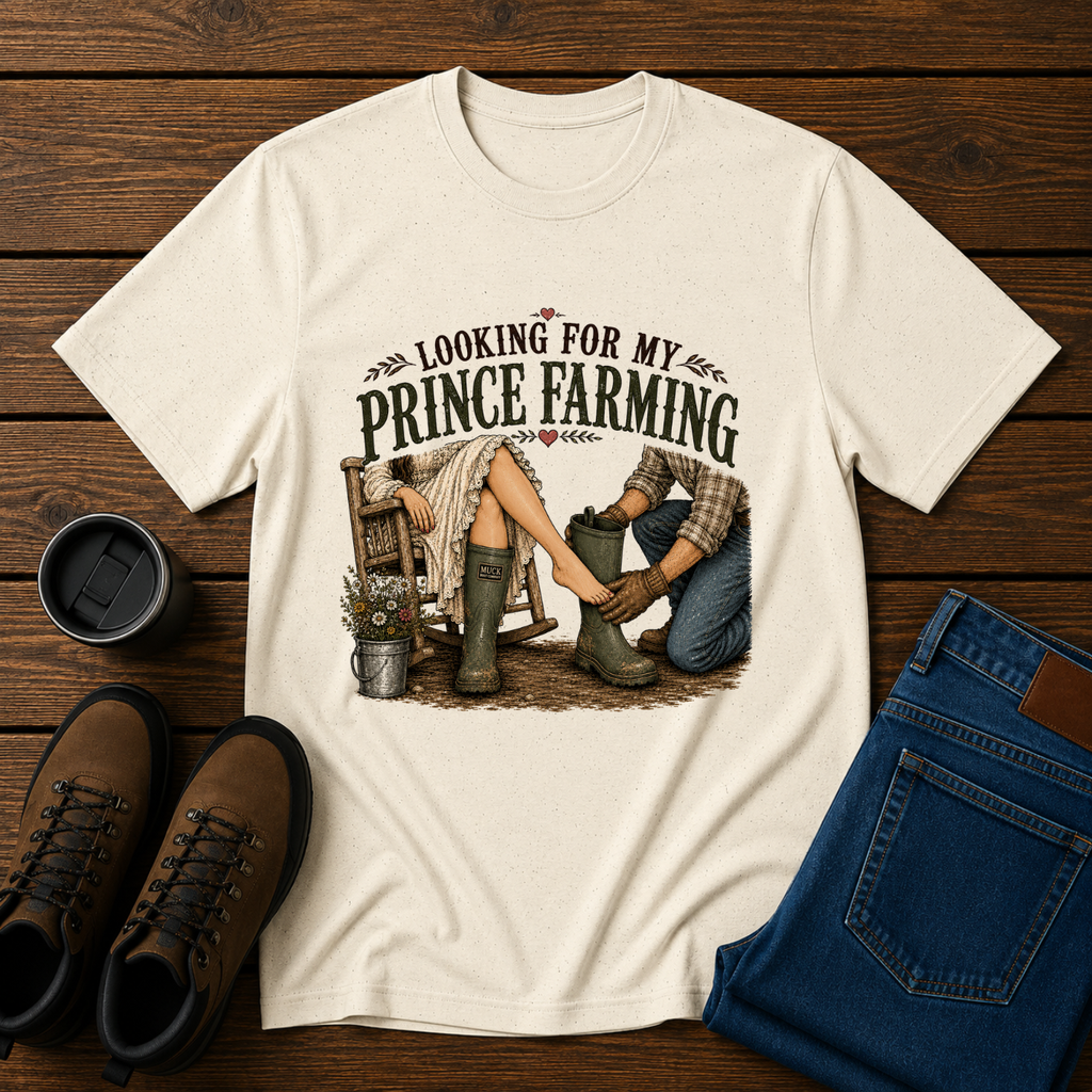 Looking for My Prince Farming | Funny Farm Girl T-Shirt | Country Romance Tee