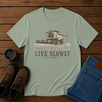 Live Slowly | Farm Life T-Shirt | Vintage Combine Harvest Tee