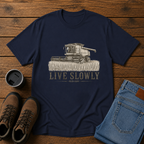 Live Slowly | Farm Life T-Shirt | Vintage Combine Harvest Tee