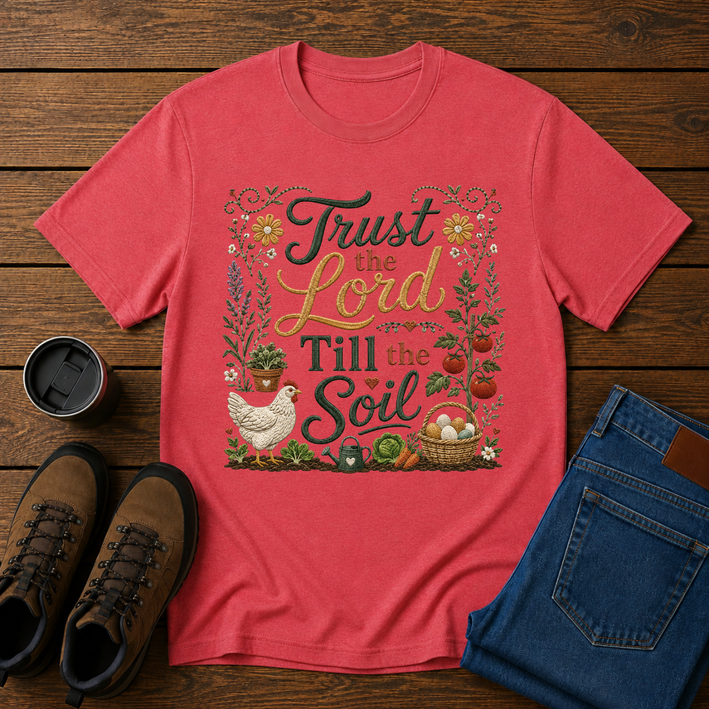 Trust the Lord Till the Soil | Christian Gardening T-Shirt | Faith & Garden Tee
