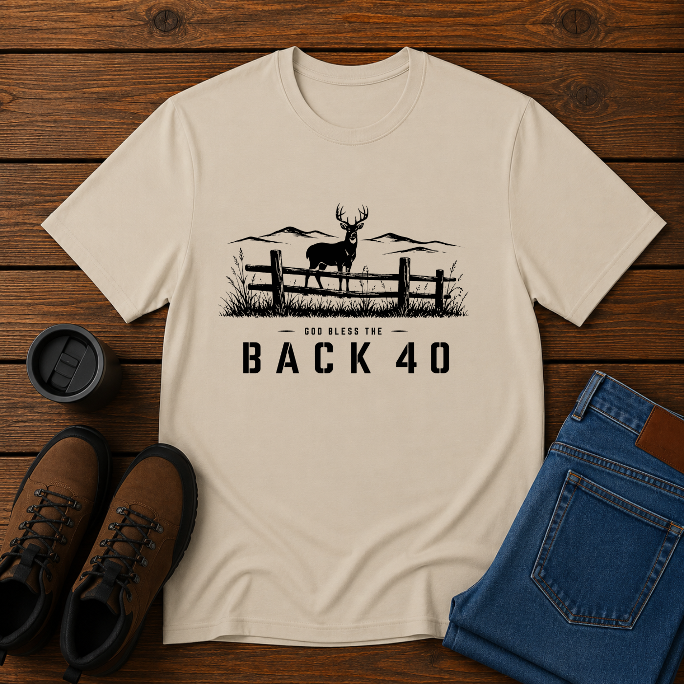 God Bless the Back 40 | Hunting T-Shirt | Whitetail Deer Outdoor Tee