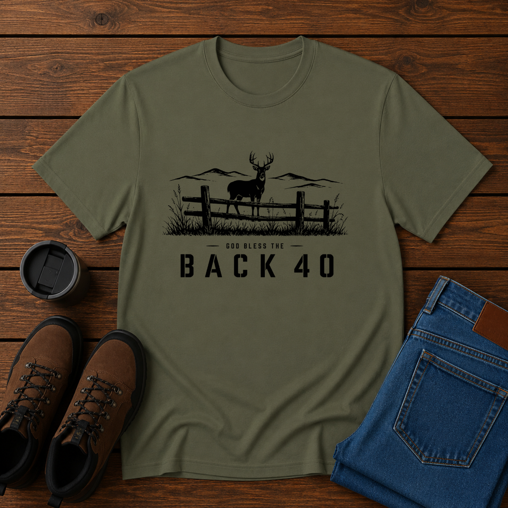 God Bless the Back 40 | Hunting T-Shirt | Whitetail Deer Outdoor Tee