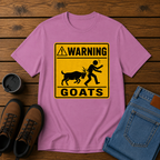 Warning: Goats | Funny Homestead T-Shirt | Goat Ram Road Sign Tee